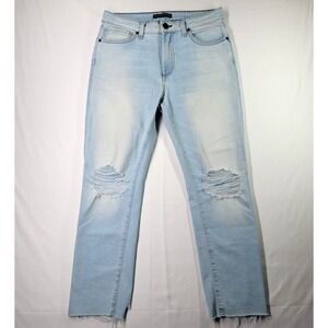 Monfrere Jeans Mens 31X26 Ledger Cropped Distressed Capri Light Wash Raw Hem
